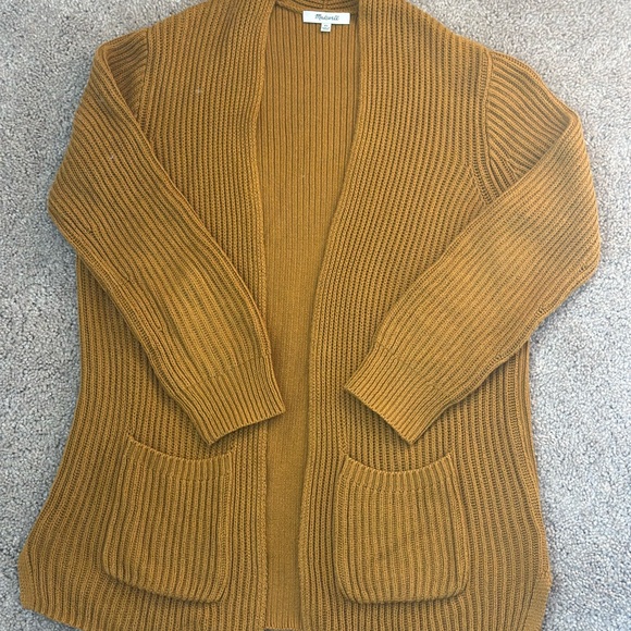 Madewell Open Cardigan with Pockets Mustard Yellow - Picture 4 of 11